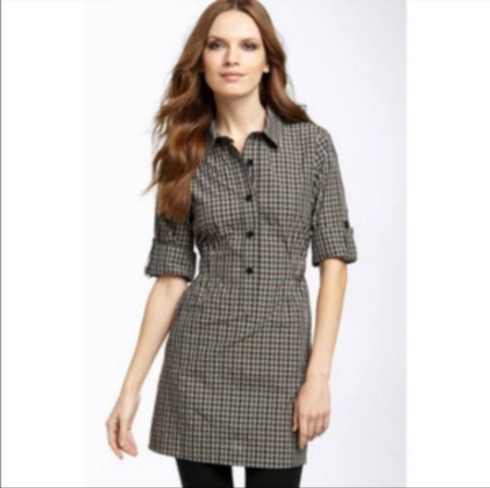 Theory Dominica Plaid Button-front Dress